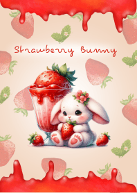 Fluffy rabbit and strawberry