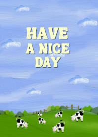 Morning meadow with a gang of cows
