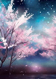 Beautiful night cherry blossoms#1511