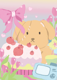 Beautiful flowers and little puppy1
