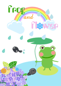 lucky frog and flower#fresh -snow
