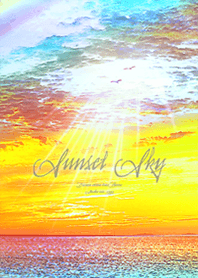 Sunset sky Healing beach Rainbow-colored