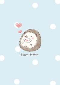 Hedgehog and Love letter -blue- dot