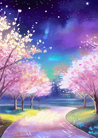 Beautiful night cherry blossoms#744