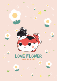 Goldfish Love Flower Cute