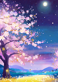 Beautiful night cherry blossoms#1723