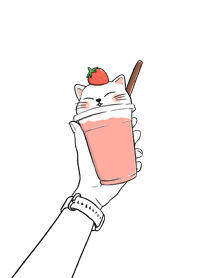 Minimal Cat : Strawberry milk tea