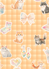 Girlish Cats on light yellow JP