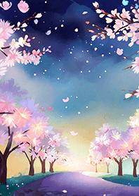 Beautiful night cherry blossoms#2399