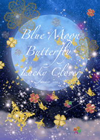 運気上昇Blue Moon Butterfly Lucky Clover