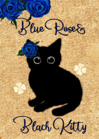 Good luck**black kitty and blue roses**