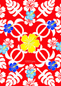 I Love Hawaii Hawaiian quilt #30 RED