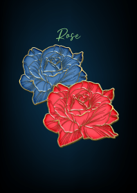 Blue and red roses Enamel Pin 49