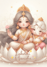 LAKSHMI & GANESHA (Brown & Orange)