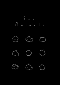 9 Sea Animals/ black, gray line, nofil