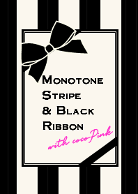 모노톤 스트라이프 & 블랙 핑크 리본