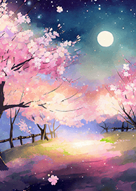 Beautiful night cherry blossoms#2135