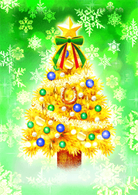 Christmas gold tree with good luck