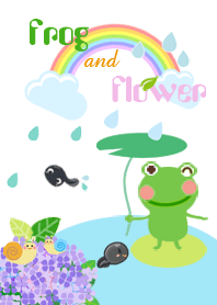 lucky frog and flower#fresh #cool-leaf
