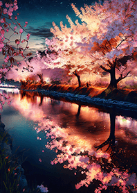 Beautiful night cherry blossoms#684