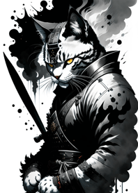 Ink wash cat samurai 1d5B25