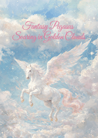 Fantasy Pegasus Soaring in Golden Clouds