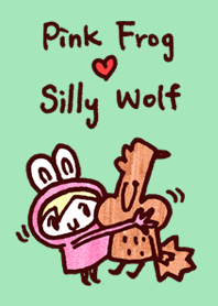 Pink Frog love Silly Wolf
