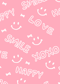 HAPPY SMILE XOXO LOVE リボン-ピンク-