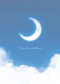 Cloud & Crescent Moon  - Blue 07