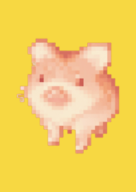 Porco Pixel Art Tema Amarelo 02
