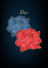 Blue and red roses Enamel Pin 37