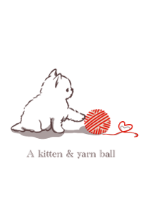 a kitten & yarn ball