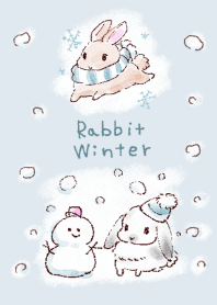 simple rabbit winter white blue.