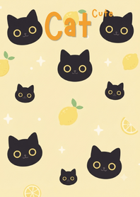 Cute Black Cat Sour Lemon