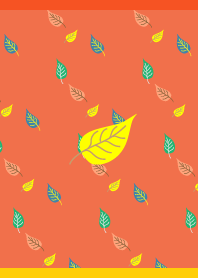 nordic style leaves on red & yellow
