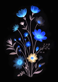 森林系花朵集(螢光藍色)