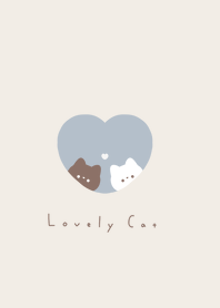 Pair Cats in Heart/ blue beige BR.