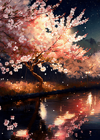Beautiful night cherry blossoms#2408