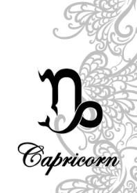 12星座 山羊座 ラインアート1 白