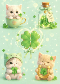 A cat and a lucky clover. 6