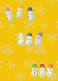 Colorful Snowman03 on yellow