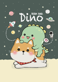 Dinosaurs and Shiba Dog (Green Night)