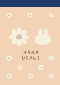 Retro Flower&Rabbit/Navy&Peach