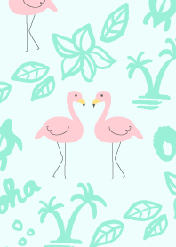 Aloha flamingo-Green-