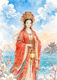 水彩媽祖｜平安賜福