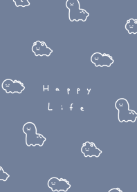 Smile Dinosaurs(pattern)/gray blue.