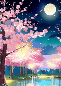 Beautiful night cherry blossoms#1269
