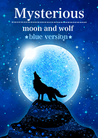 Mysterious moon and wolf blue version