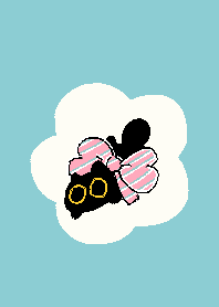 Owl Black Cat - mint & pink stuff