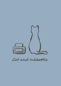 Cat and Inkbottle -smoky blue-